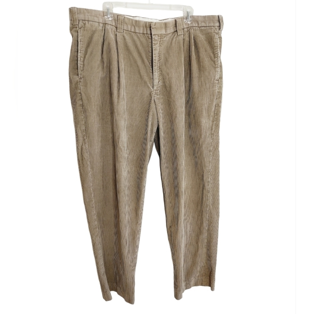 LL Bean Men's Corduroy Pants Classic Fit Khaki Tan Wide Wale Cord Size 42 X 33